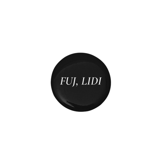 Černá placka FUJ, LIDI (⌀ 56 mm, špendlík)